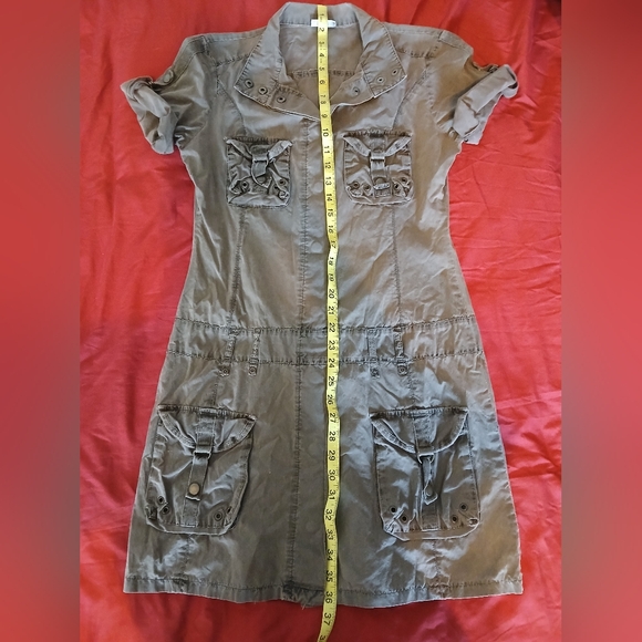Vintage y2k olive green cargo mini dress - Picture 5 of 10